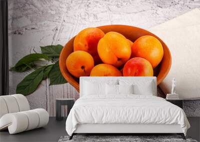 Raw ripe sweet apricots heap Wall mural