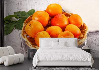 Raw ripe sweet apricots heap Wall mural