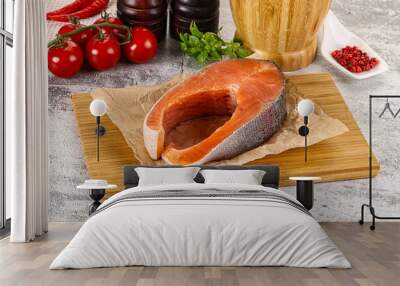 Raw salmon steak for cooking Wall mural