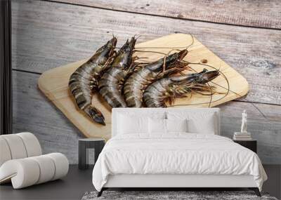 Raw tiger prawn for cooking Wall mural