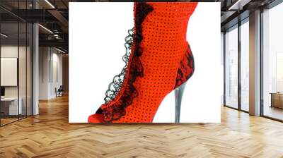 red woman boots isolated on white background Wall mural