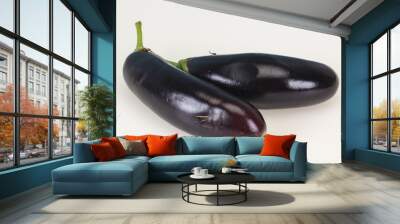 Ripe Eggplant isolated on white Wall mural