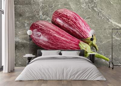 Ripe purple graffiti eggplant for cooking Wall mural