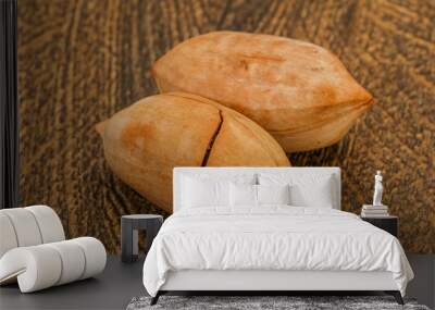 Ripe tasty Two pecan nuts Wall mural