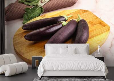 Small few baby eggplant over board Wall mural