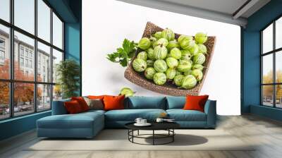 Sweet ripe gooseberries in the bowl Wall mural