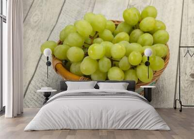 Sweet ripe Green grape branch Wall mural