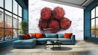 Sweet ripe juicy hairy Rambutan Wall mural