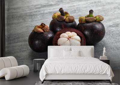 Sweet ripe juicy tropical Mangosteen Wall mural