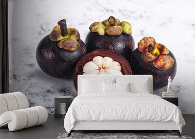 Sweet ripe juicy tropical Mangosteen Wall mural