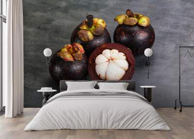 Sweet ripe juicy tropical Mangosteen Wall mural