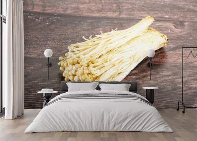 Tasty raw enoki mushroom heap Wall mural