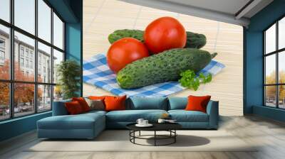 Tomato and cucumber Wall mural