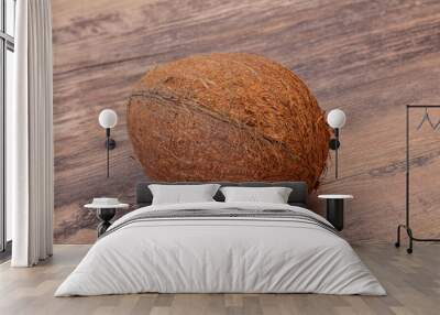 Tropical brown coconut over background Wall mural