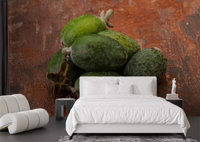 Tropical green sweet fruit Feijoa Wall mural