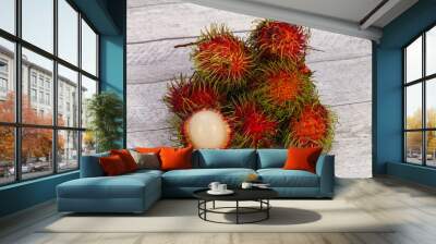 Tropical sweet exotic fruit Rambutan Wall mural