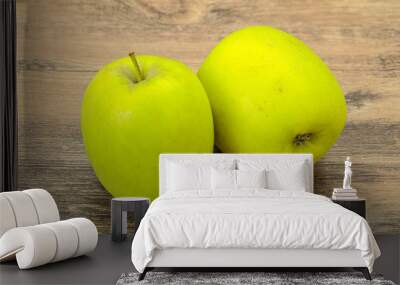 Two ripe green sweet apples Wall mural