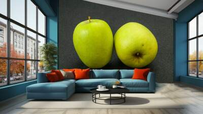 Two ripe green sweet apples Wall mural