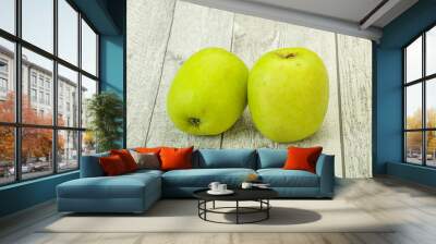 Two ripe green sweet apples Wall mural