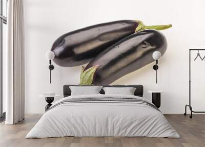 Two ripe raw eggplant isolated Wall mural