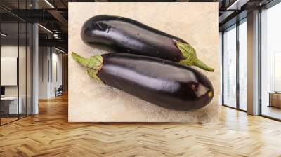 Two ripe raw eggplant isolated Wall mural