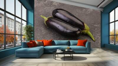 Two ripe raw eggplant isolated Wall mural