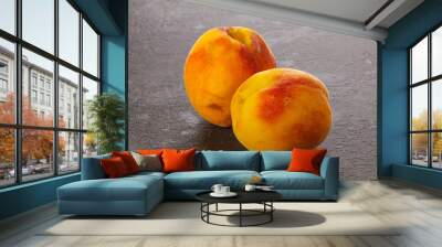 Two Sweet ripe tasty peaches Wall mural