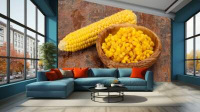 Young corn seeds in the bowl Wall mural