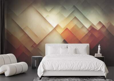 This abstract background of vintage sepia and brown tones combines old-fashioned and modern elements. The uneven shades of orange, beige and ecru. Angular shapes with ribbed textures. Generative AI. Wall mural