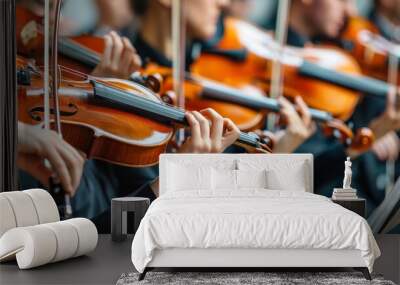 Symphonic orchestra performing a classical music concert on stage with professional musicians Wall mural