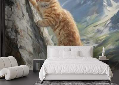 The cat climbs the mountain
 Wall mural