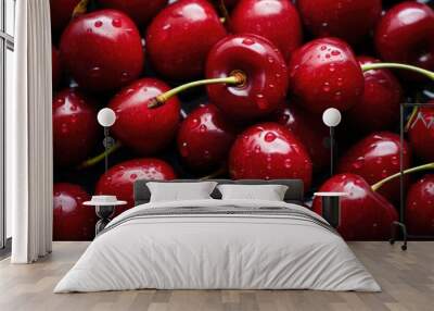 Top view of fresh cherries Wall mural