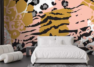 Vector abstract seamless pattern with animal skin motifs. Wall mural