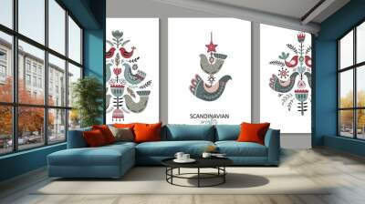 Vector set of greeting cards, posters in scandinavian style. Wall mural