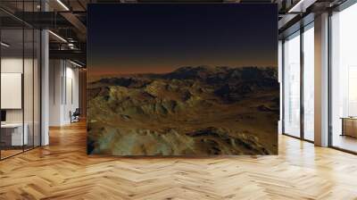 view from a beautiful planet, beautiful space background 3d render Wall mural