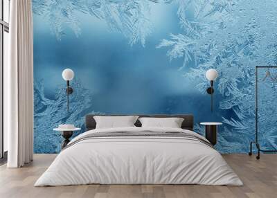 Abstract frosty pattern on glass, background texture Wall mural