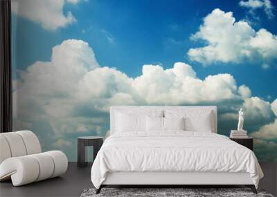 Beautiful clouds on a background of blue sky Wall mural