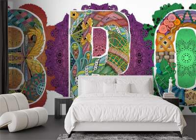 Mandala with letter word BRO. Vector decorative zentangle object Wall mural