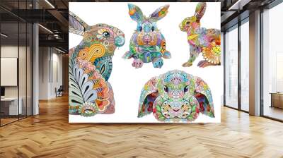 Set of images of rabbits for decoration Wall mural