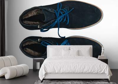 Pair of leather men's shoes isolated on white background Wall mural