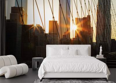 New York City at sunset. Wall mural