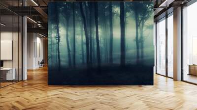 dark mysterious forest panorama, fantasy landscape Wall mural