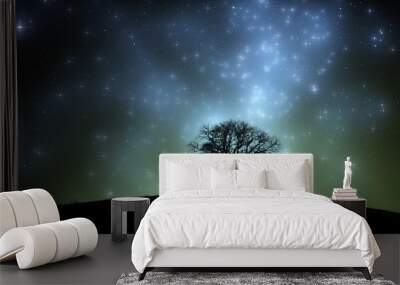 fantasy tree on hill at night Wall mural