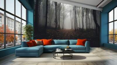 road through forest in autumn Wall mural