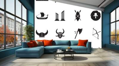 Ancient Icons. Black Flat Design. Vector Illustration. Wall mural