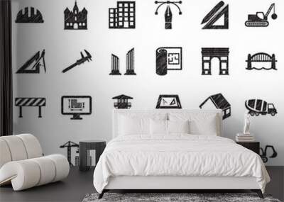 Architecture Icons. Black Scribble Design. Vector Illustration. Wall mural