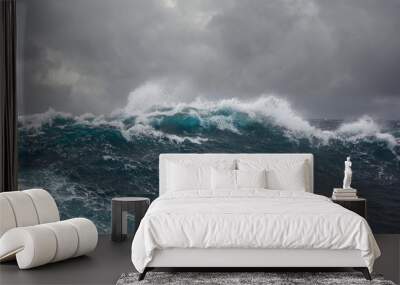 sea wave during storm in atlantic ocean Wall mural