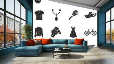 Second Hand Store Icons. Black Scribble Design. Vector Illustration. Wall mural