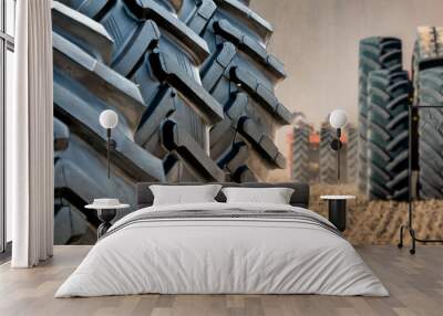 Stack of brand new tractor and loader tires Wall mural