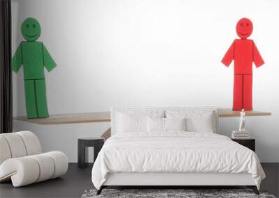 balance of two coloured toy men Wall mural